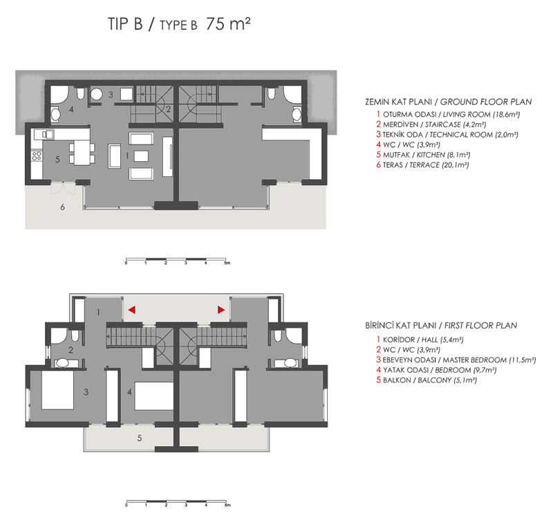 Type B - Semi-Detached Villa floor plan